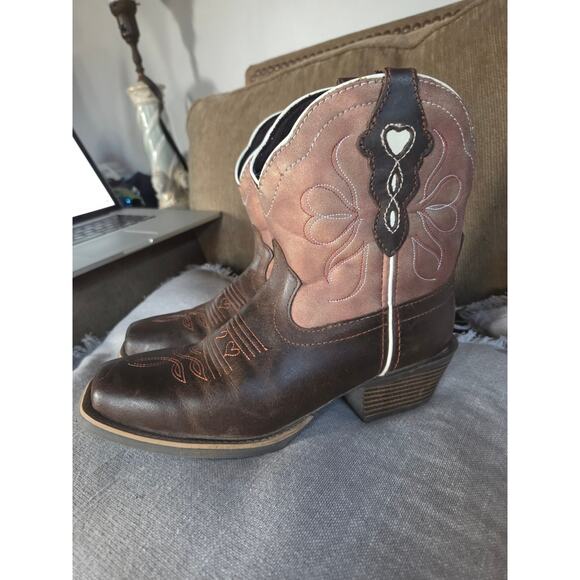 Justin Chellie Gypsy Cowgirl Boots Leather Womens Size 7.5B Chocolate and Copper - Picture 3 of 6